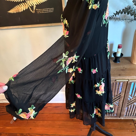 Sheer Black Floral Dress - Picture 3 of 6